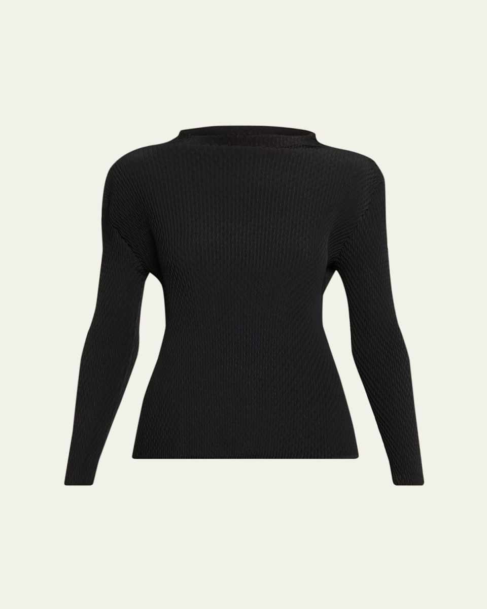 Orbicular Pleated Long-Sleeve Top